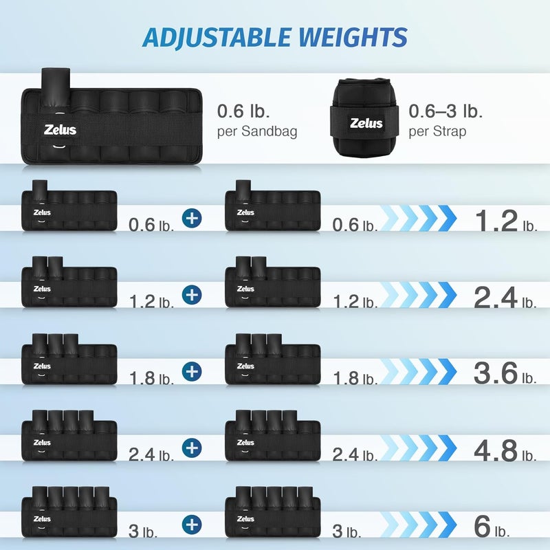 ZELUS 1 Pair Adjustable Ankle Weights, 2 4 6 8 10 lb Modularized Leg Weight Straps for Women Men, Weighted Ankle Weight Set with Removable Sandbags, 1-5 lb per Ankle Strap for Gym Yoga Jogging Walking - Image 5